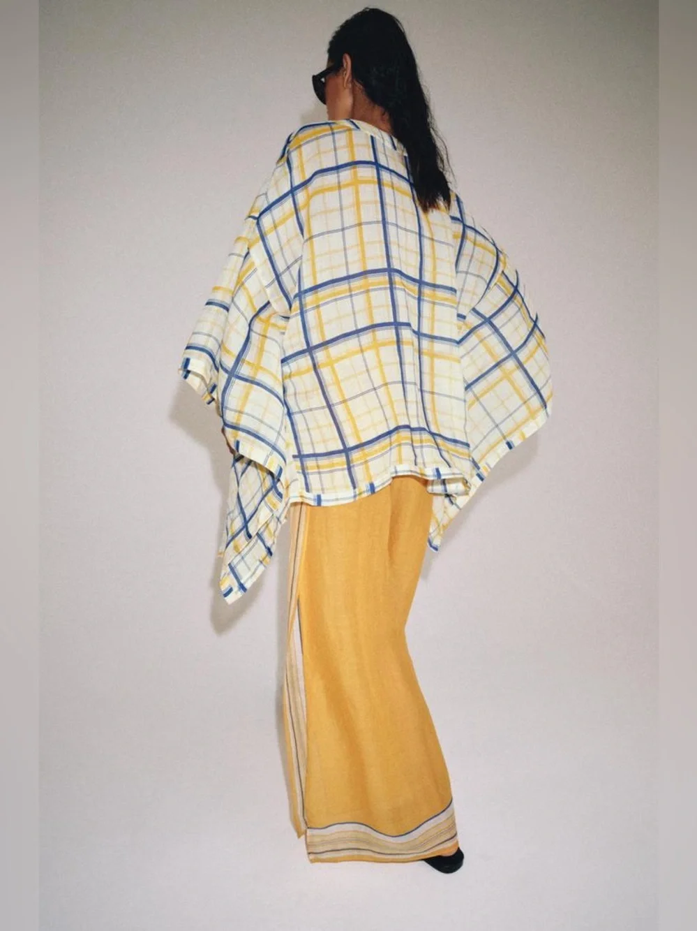 ZARA CO-ORD SET 100% RAMIE PLAID TUNIC AND PANTS ZW COLLECTION